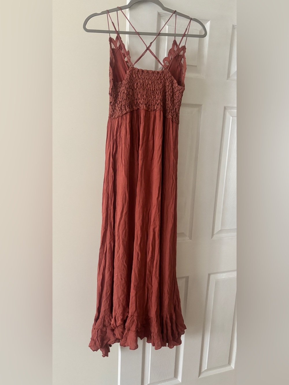 Free People Lace Bodice Strappy Maxi Dress in Rust - Picture 2 of 4